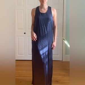 Maxi indigo linen sheath dress